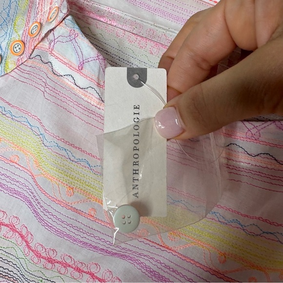 Anthropologie Letty Embroidered Babydoll Blouse Size Medium New With Tags - Picture 9 of 10